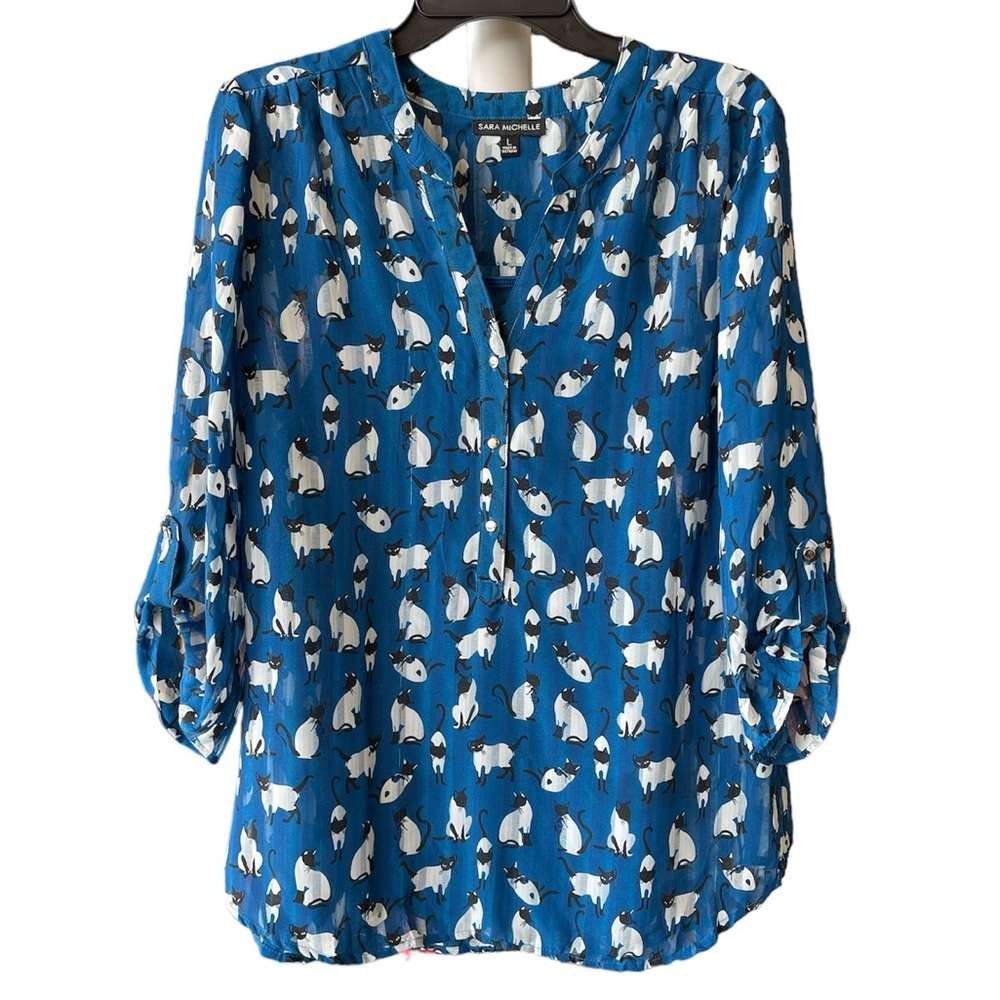 Sara Michelle siamese cat shirt. Size L